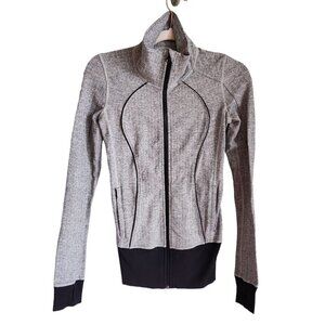 Lululemon Jacket Women's 2 Gray Grey Full Zip Nice Asana Herringbone Pockets
